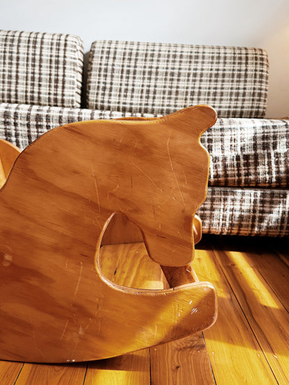 80s 90s Vintage Handmade Wooden Rocking Horse