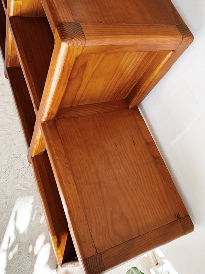 80s Vintage Curved Pine Modular Shelving Unit