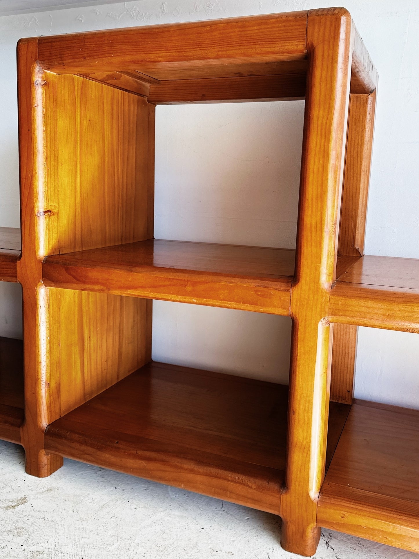 80s Vintage Curved Pine Modular Shelving Unit