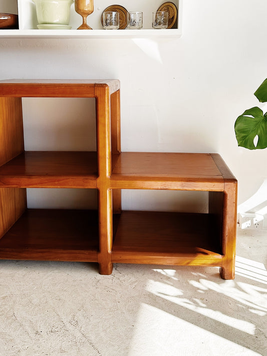 80s Vintage Curved Pine Modular Shelving Unit