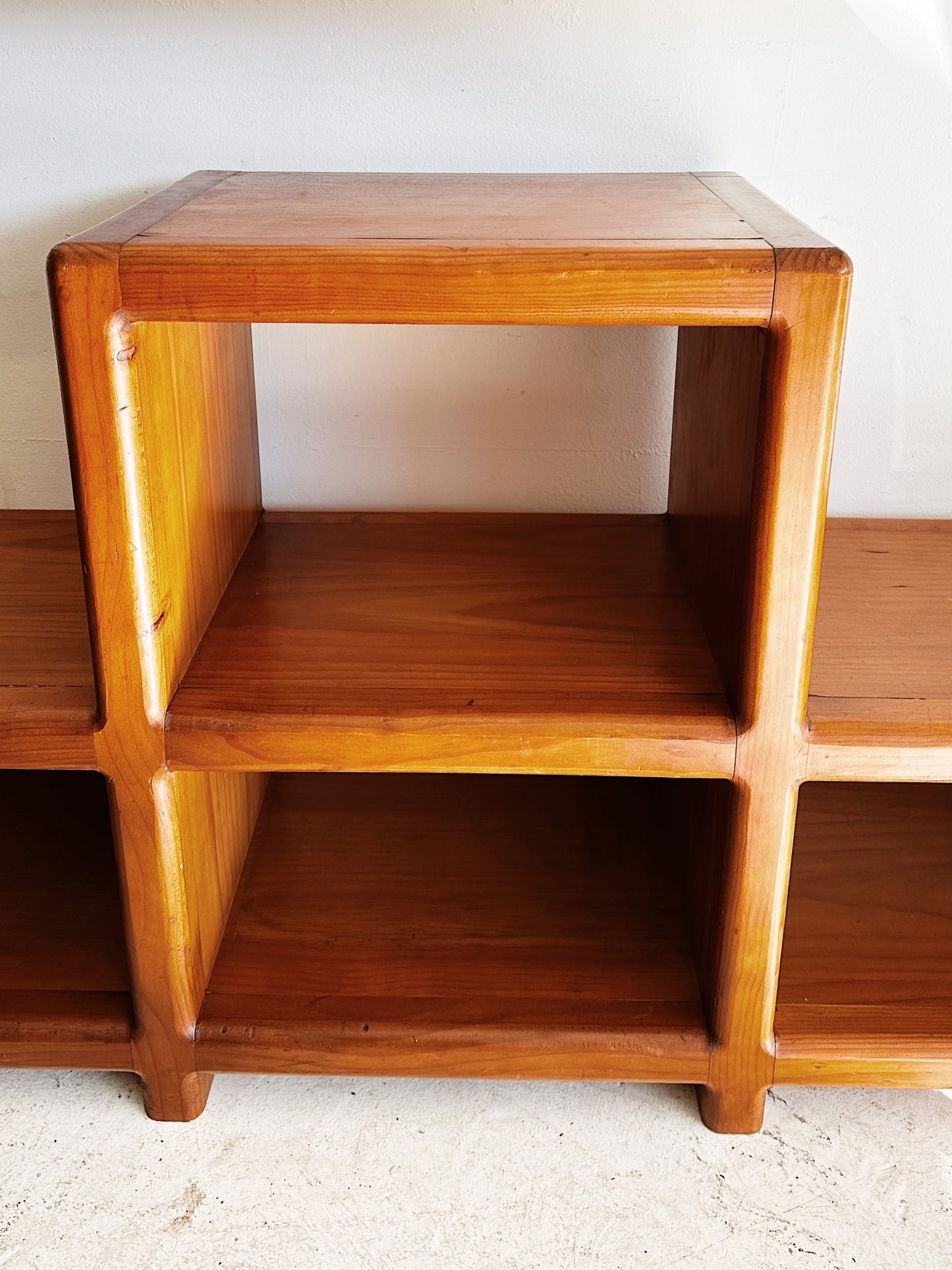 80s Vintage Curved Pine Modular Shelving Unit