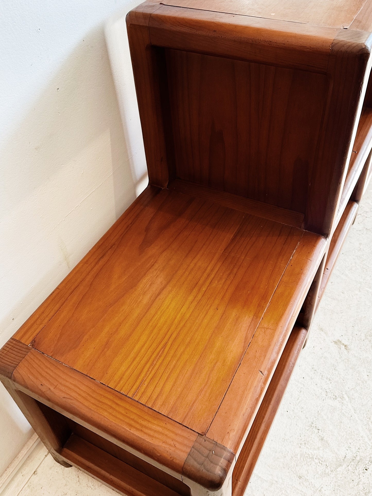 80s Vintage Curved Pine Modular Shelving Unit