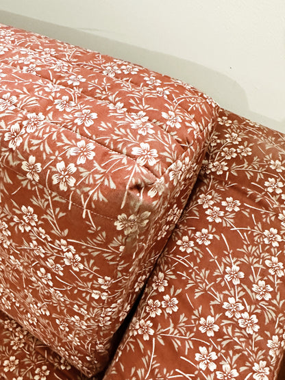 80s Vintage Quilted Floral Foam Foldout Sofa Bed