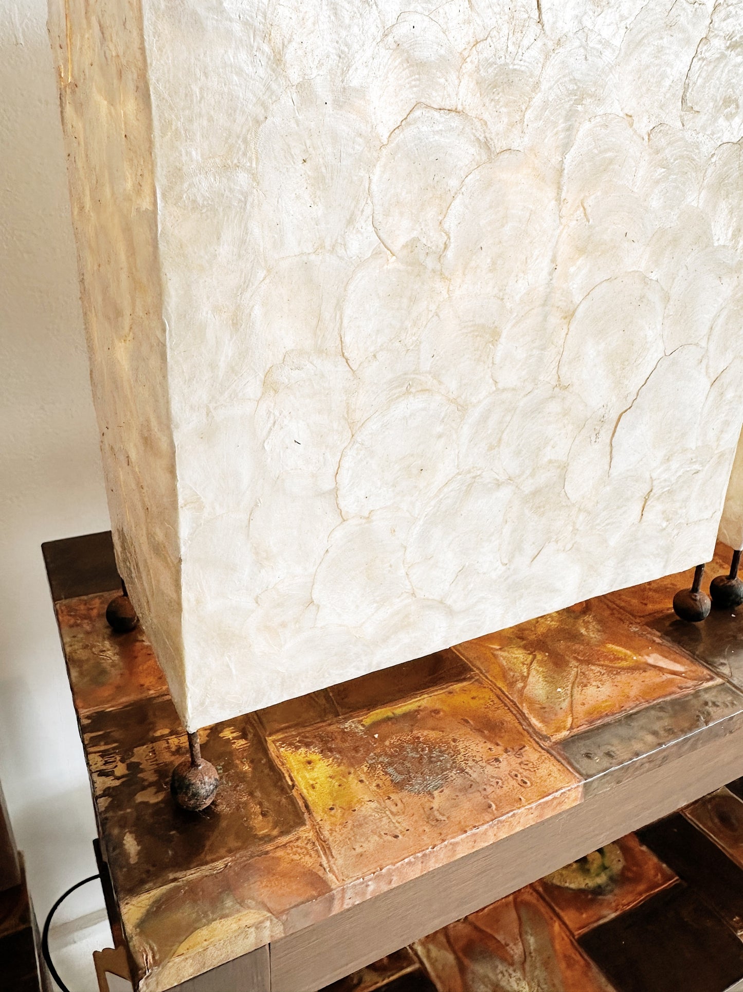 80s Vintage Mother Of Pearl Box Lamp