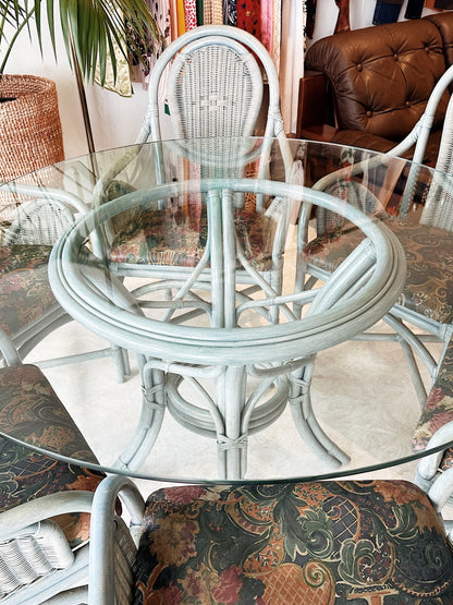 80s Vintage Pastel Turquoise Cane Setting