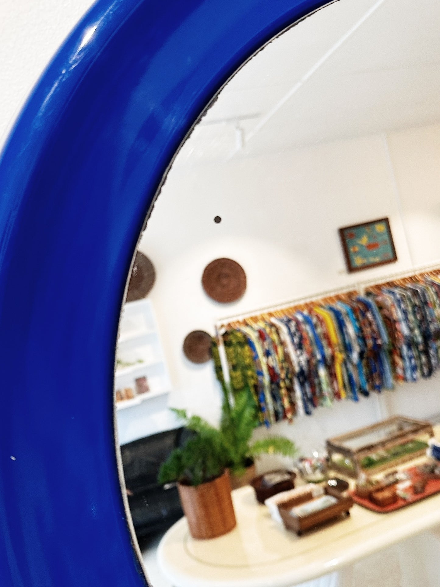 80s Vintage Plastic Fantastic Mirror / Blue