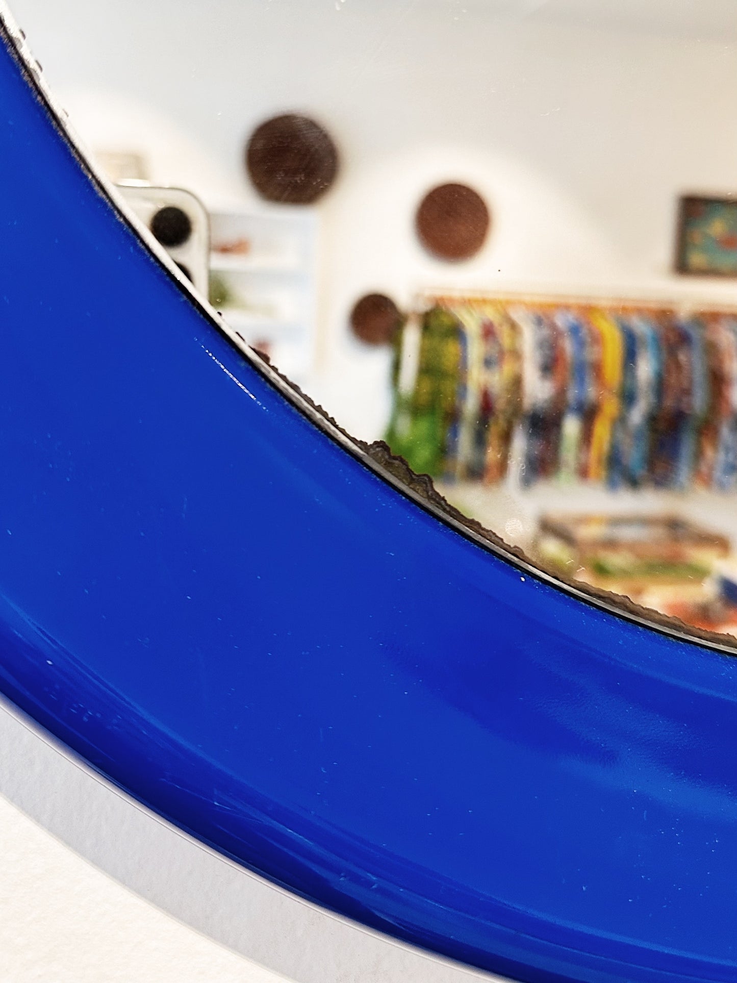 80s Vintage Plastic Fantastic Mirror / Blue