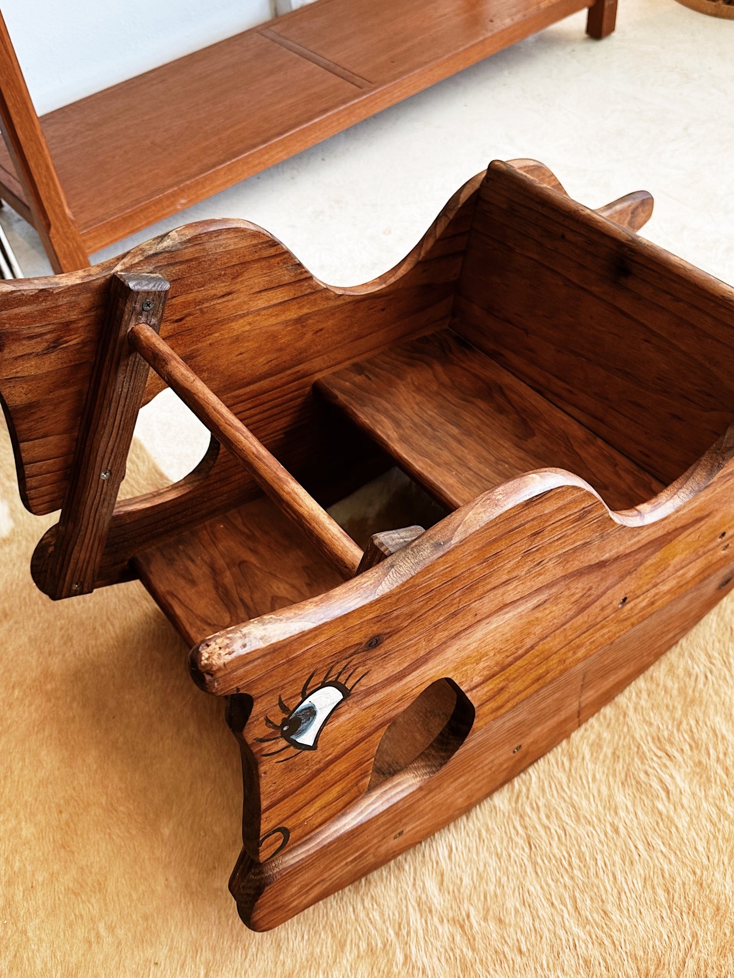 80s Vintage Wooden Rocking Horse