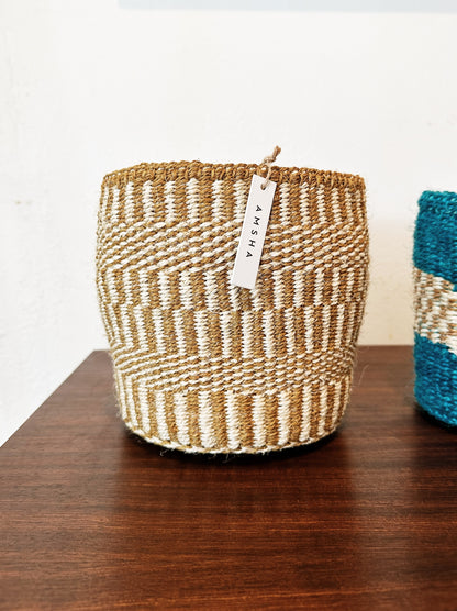Amsha Kenyan Bookshelf Storage Plant Basket / Neutral