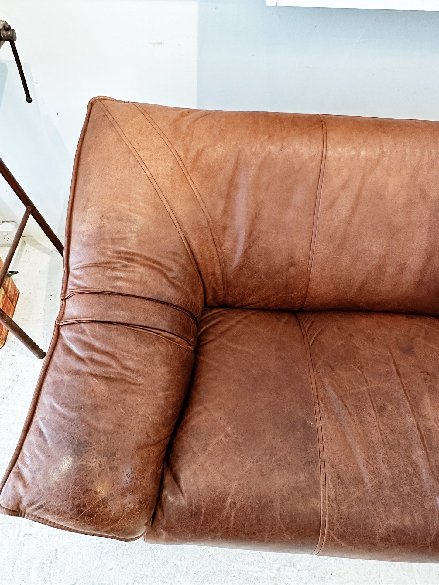 90s Vintage Leather & Suede Sofa