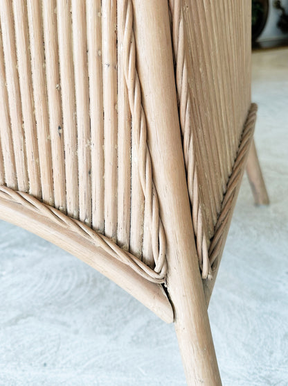 90s Vintage Pencil Reed Rattan Dining / Occassional Table