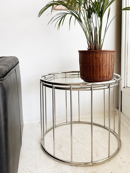 00s Vintage Rodolfo Dordoni Style Chrome Side Table