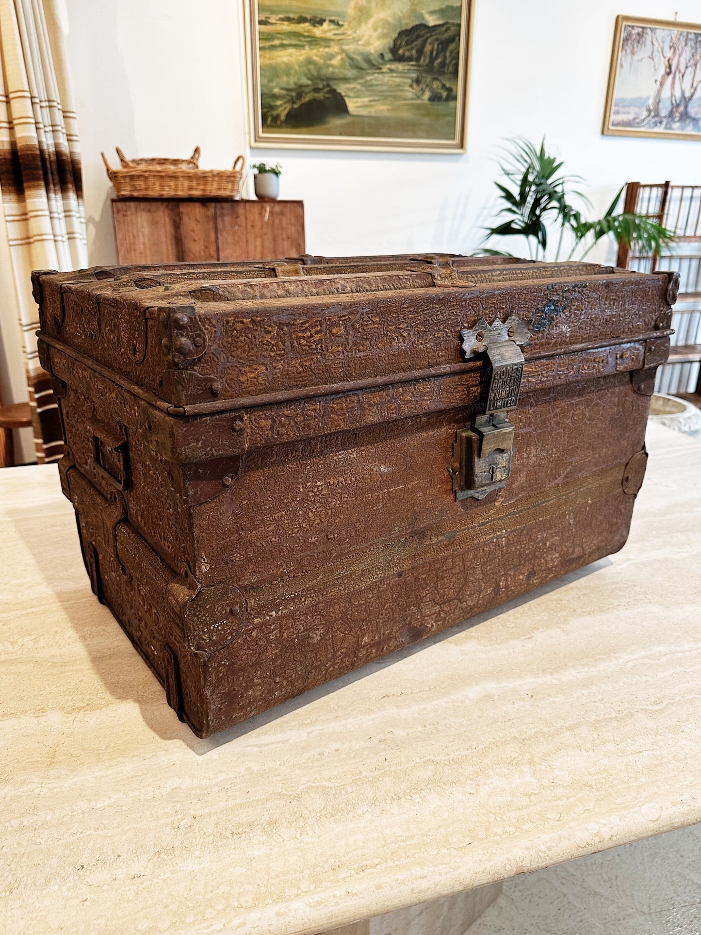 Antique Jones Bros & Co. Wolverhampton Steamer Trunk