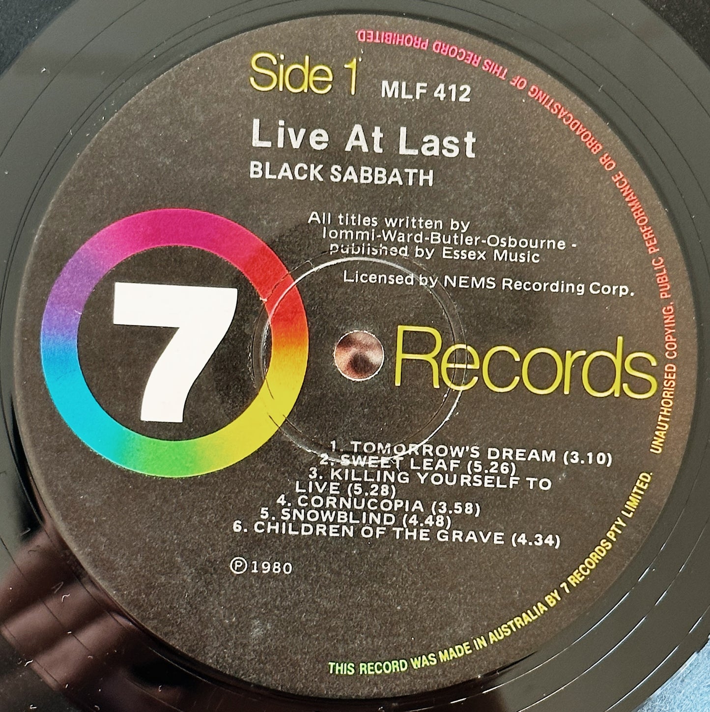Black Sabbath / "Live at Last" LP