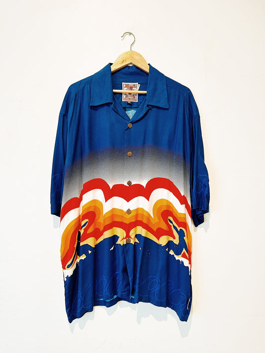 "Morning Of The Earth" Vintage Mambo Loud Shirt (Blue) 113