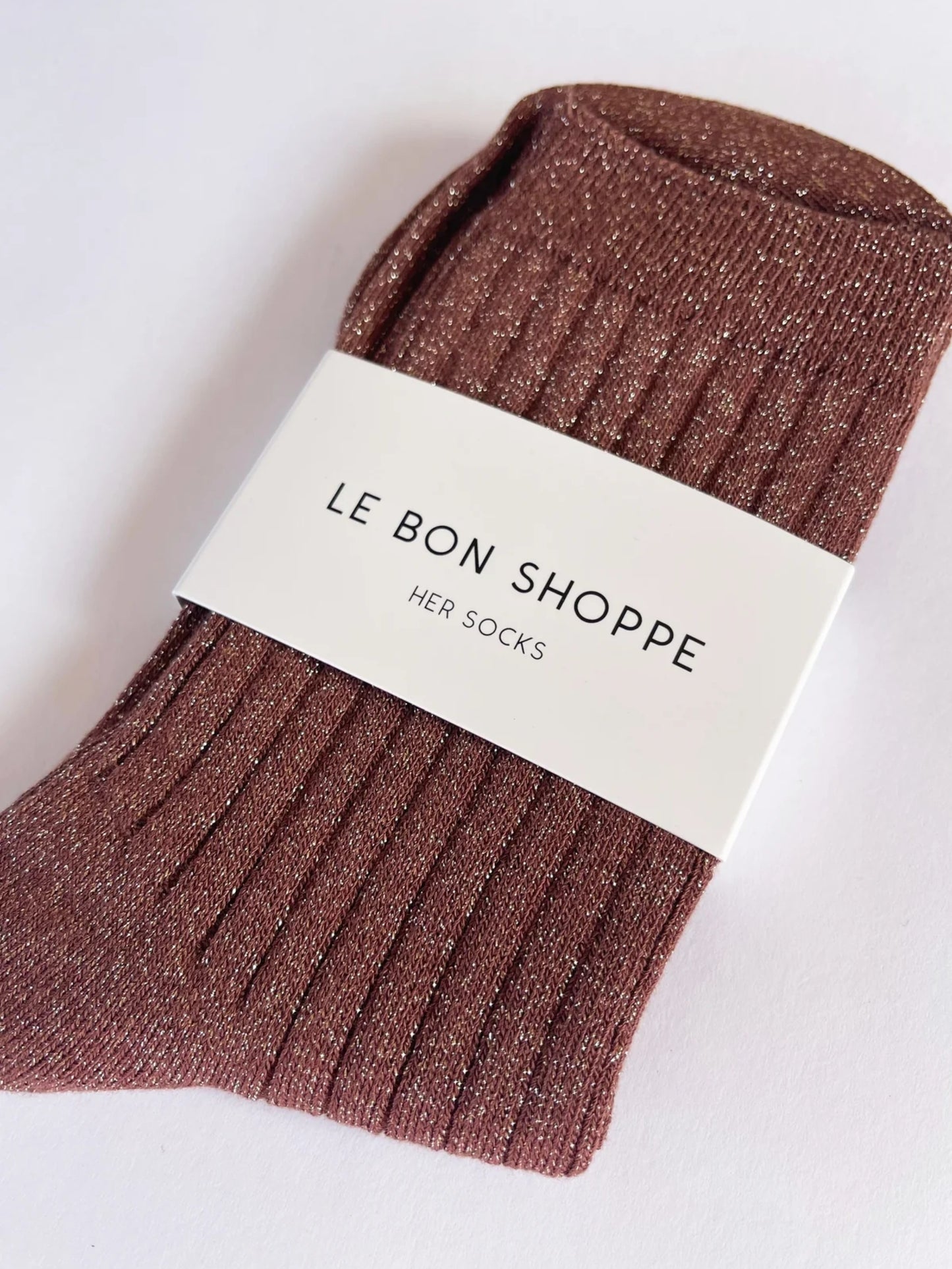 Le Bon Shoppe Her Socks / Bronze Glitter