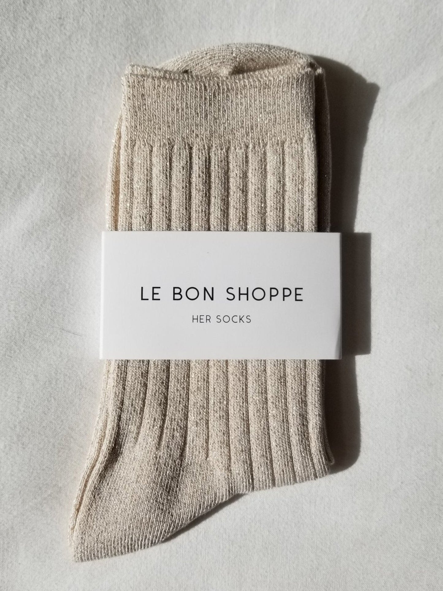 Le Bon Shoppe Her Socks / Ivory Gold Glitter