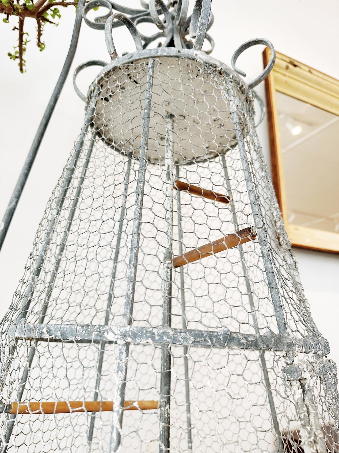 Unique Mid Century Stand-Hanging Birdcage