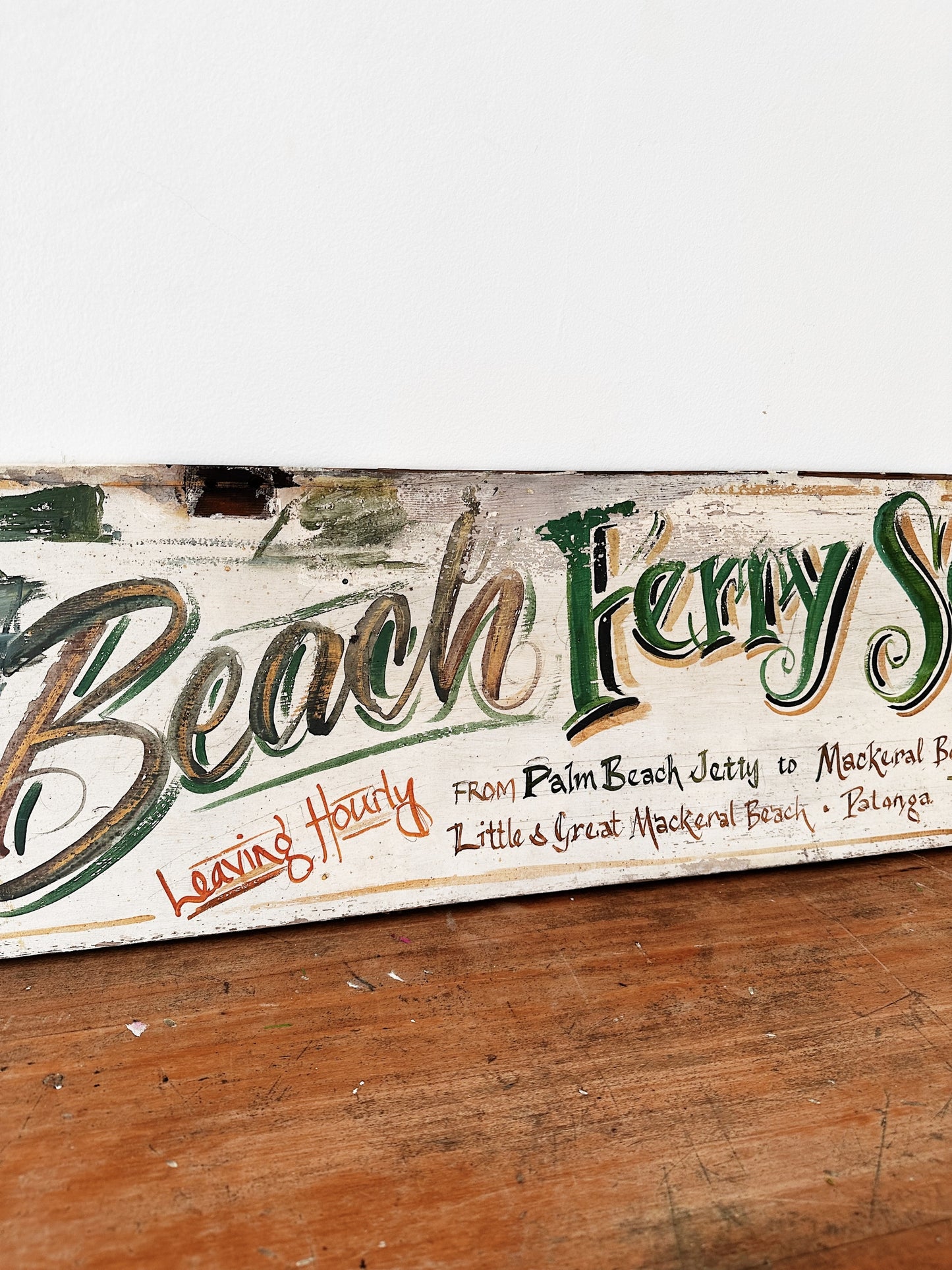 Original Hand Painted Palm Beach Ferry Service Sign