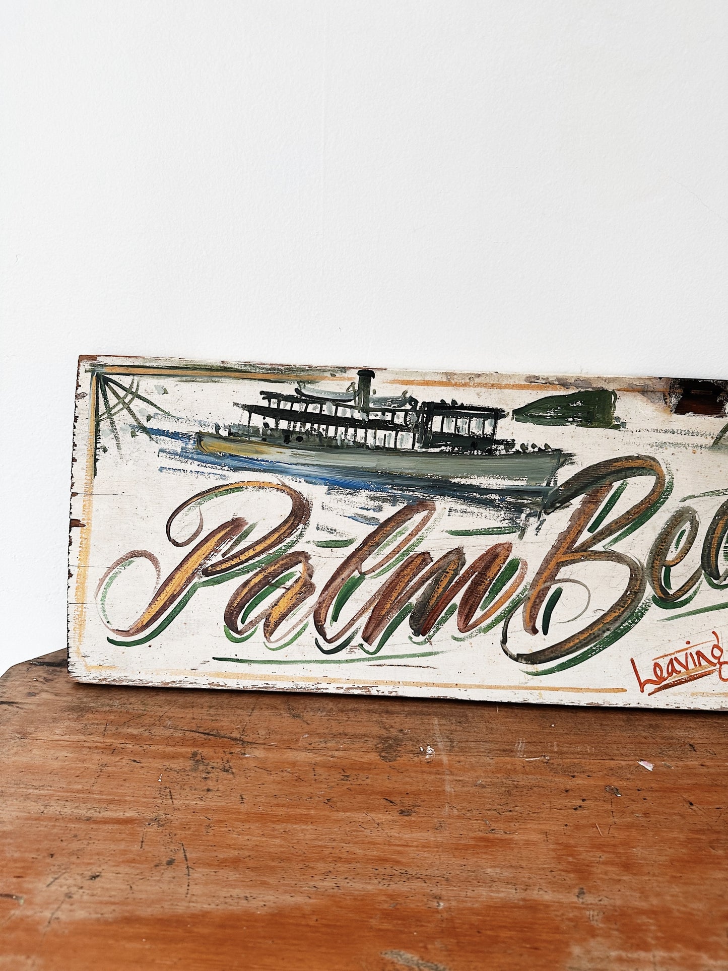 Original Hand Painted Palm Beach Ferry Service Sign