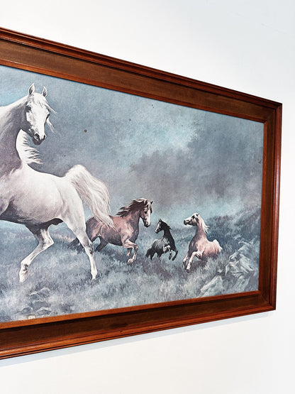 Vintage P. Fullerton Mid Century Wild Horses Print