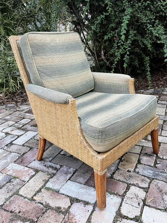 Rare 90s Vintage Orlando Diaz-Azcuy for McGuire Umbria Collection Rattan Wicker Armchair