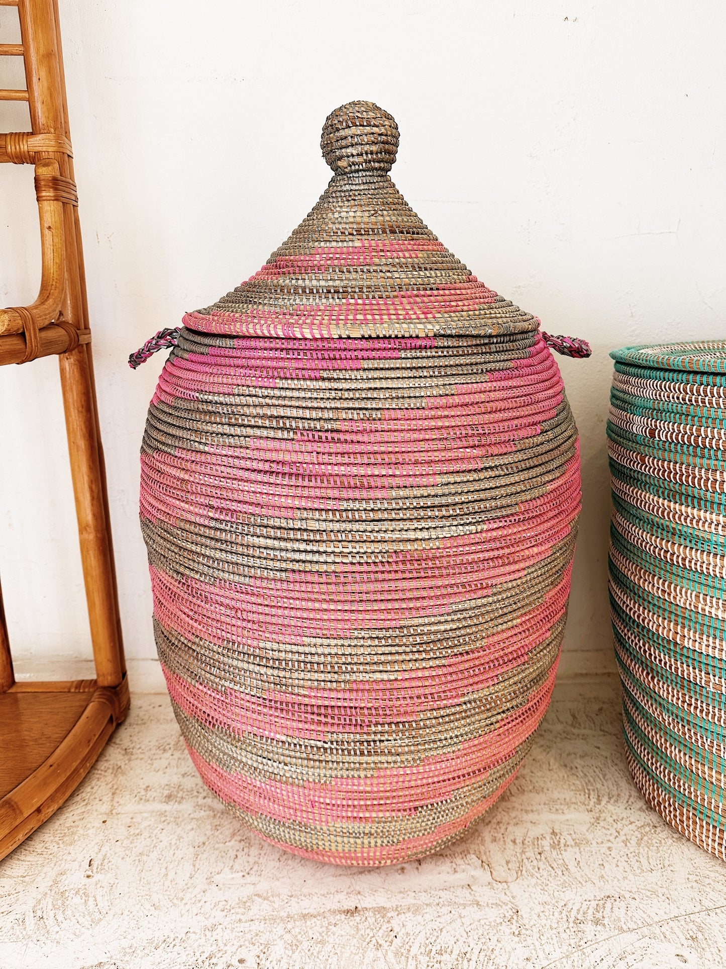 Senegal Woven Prayer Mat Basket / Large Gourd & Classic