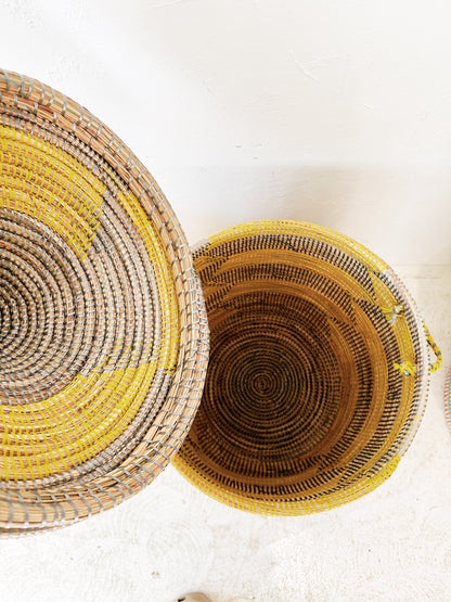 Senegal Woven Prayer Mat Basket / Lidded Variété