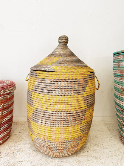 Senegal Woven Prayer Mat Basket / Lidded Variété