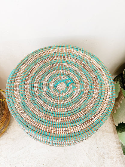 Senegal Woven Prayer Mat Basket / Lidded Variété