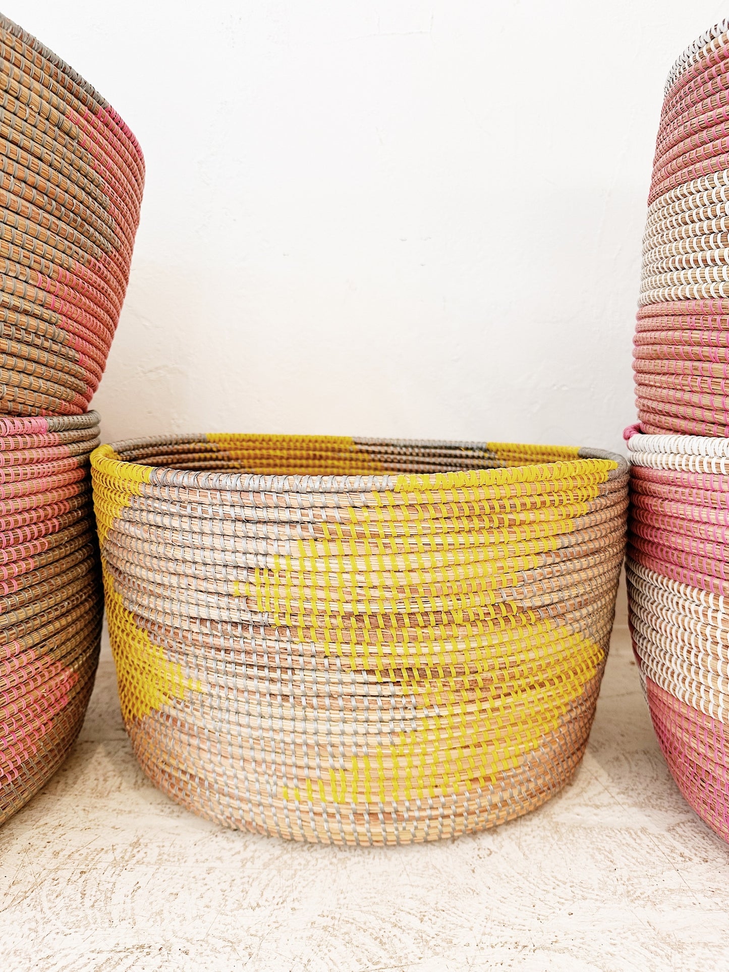 Senegal Woven Prayer Mat Basket / Knitting Basket