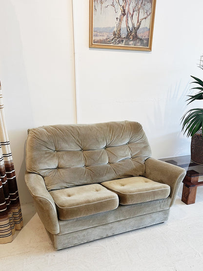 Vintage Fler Furniture Velour Two Seater Sofa