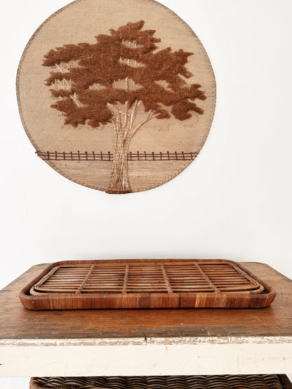 Vintage Large Rattan Tray