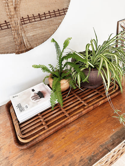 Vintage Large Rattan Tray