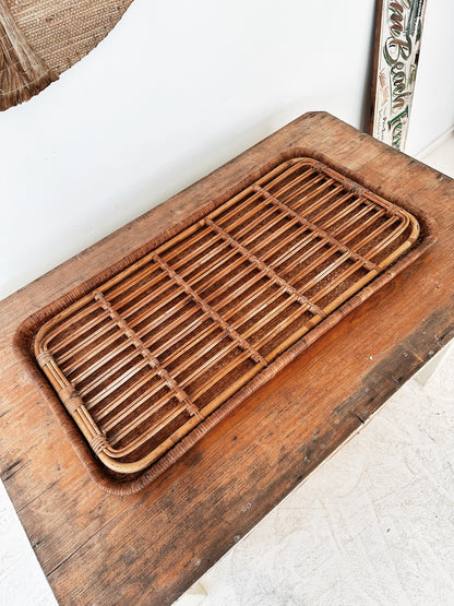 Vintage Large Rattan Tray