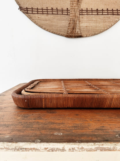 Vintage Large Rattan Tray