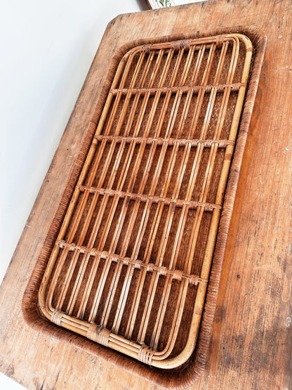 Vintage Large Rattan Tray