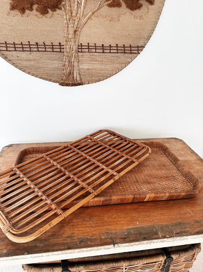 Vintage Large Rattan Tray