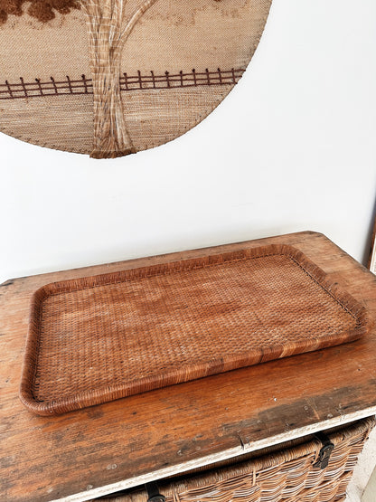 Vintage Large Rattan Tray