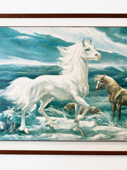 60s Vintage Lumen Winter Mid Century Wild Horses Print