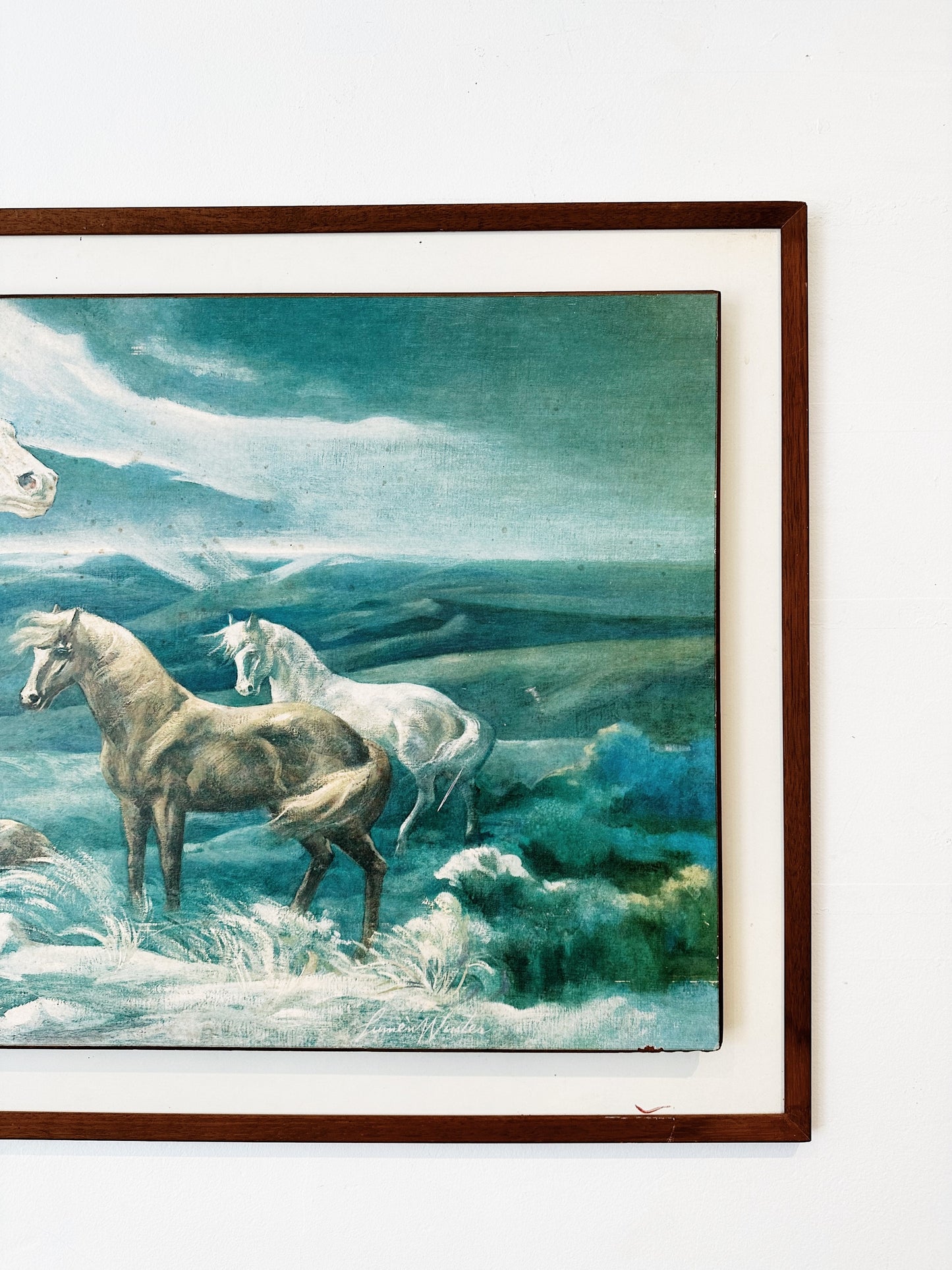 60s Vintage Lumen Winter Mid Century Wild Horses Print