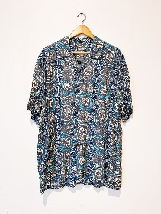 Bruce Goold "Blue Skull" Vintage Mambo Loud Shirt 78
