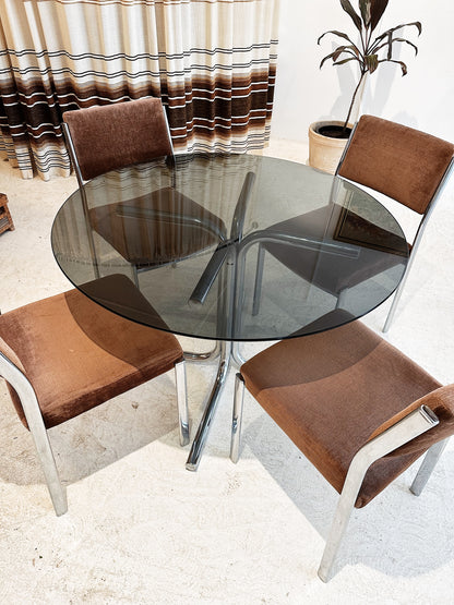 Vintage Namco Rose Gold Velvet & Chrome Dining Set / $450 SET