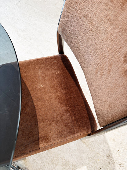 Vintage Namco Rose Gold Velvet & Chrome Dining Set / $450 SET