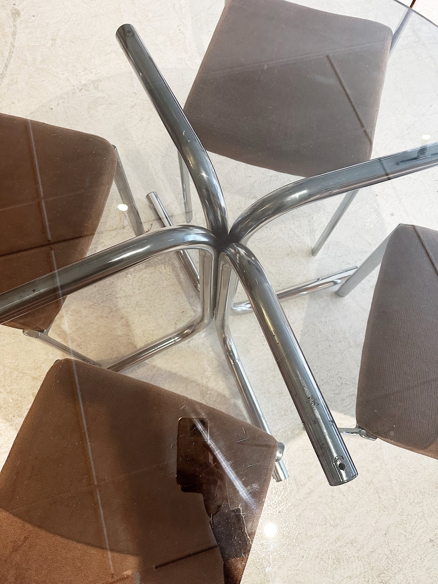Vintage Namco Rose Gold Velvet & Chrome Dining Set / $450 SET