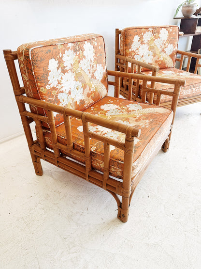 Vintage Rattan Porch Chairs / Set of 2