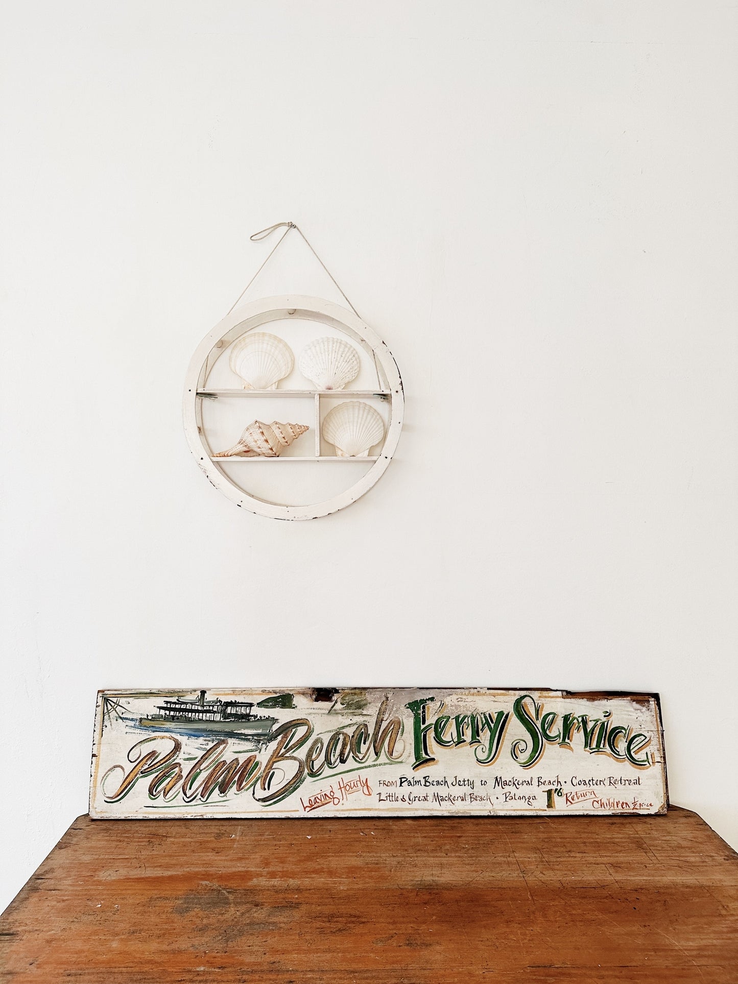 Vintage Beach Shack Round Shadow Box