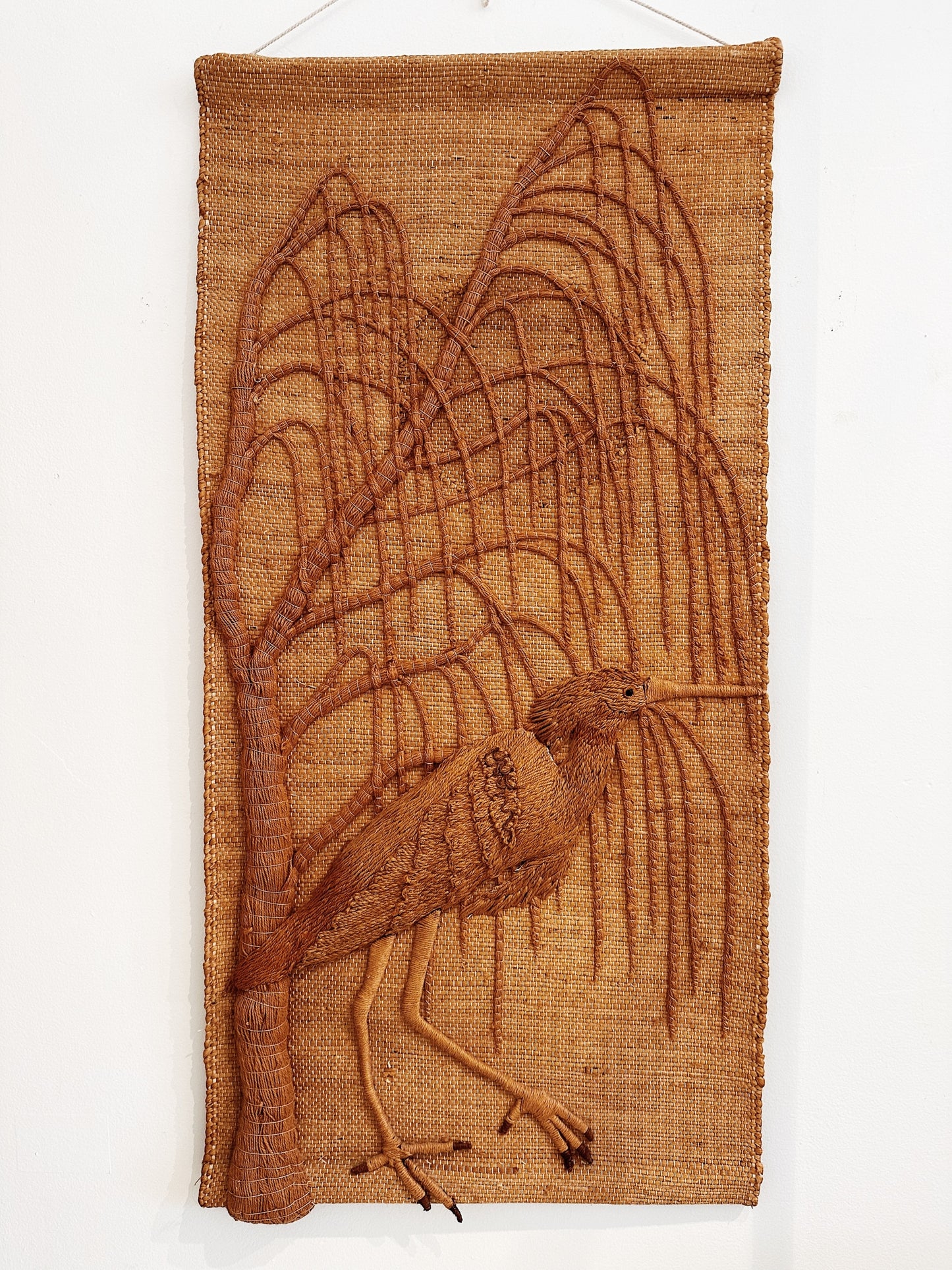 Vintage Weeping Willow & Stork Wall Hanging