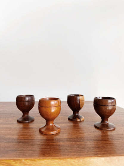 Vintage Wooden Egg Cups / Set of 4