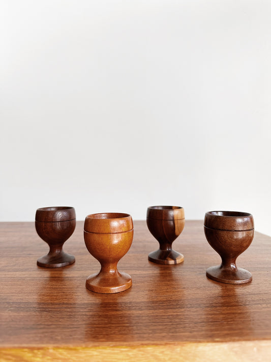 Vintage Wooden Egg Cups / Set of 4